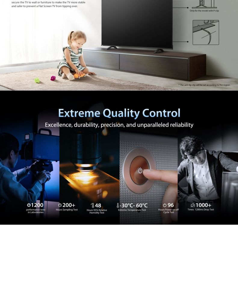 Close up of Toshiba C350RP 4K UHD Smart TV extreme quality control