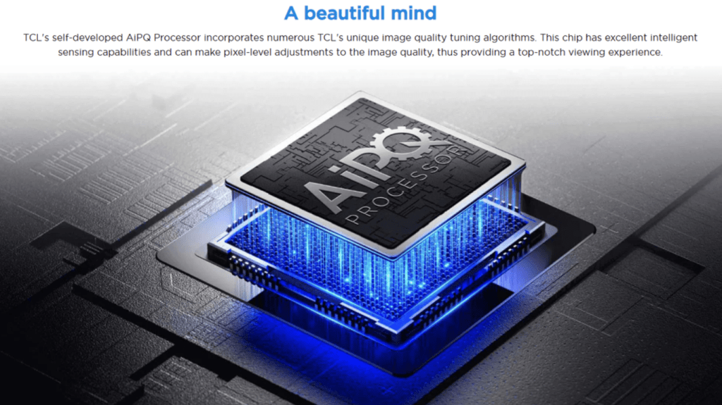 TCL 75P61K AiPQ Processor optimising picture quality with intelligent image adjustments