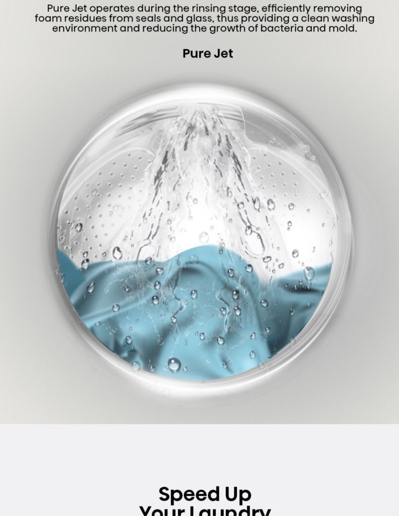 Close up of Hisense 12KG Front Load Washer and 8kg Dryer pure jet