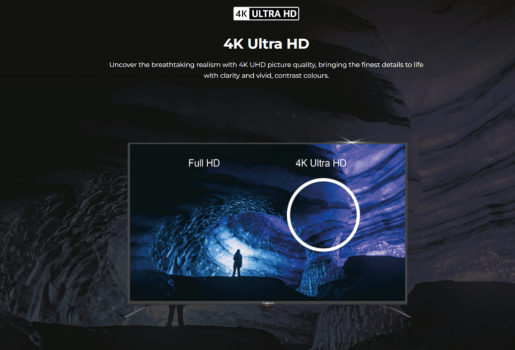 50" 4K Ultra HD TV showing enhanced picture clarity, detail and vivid contrast