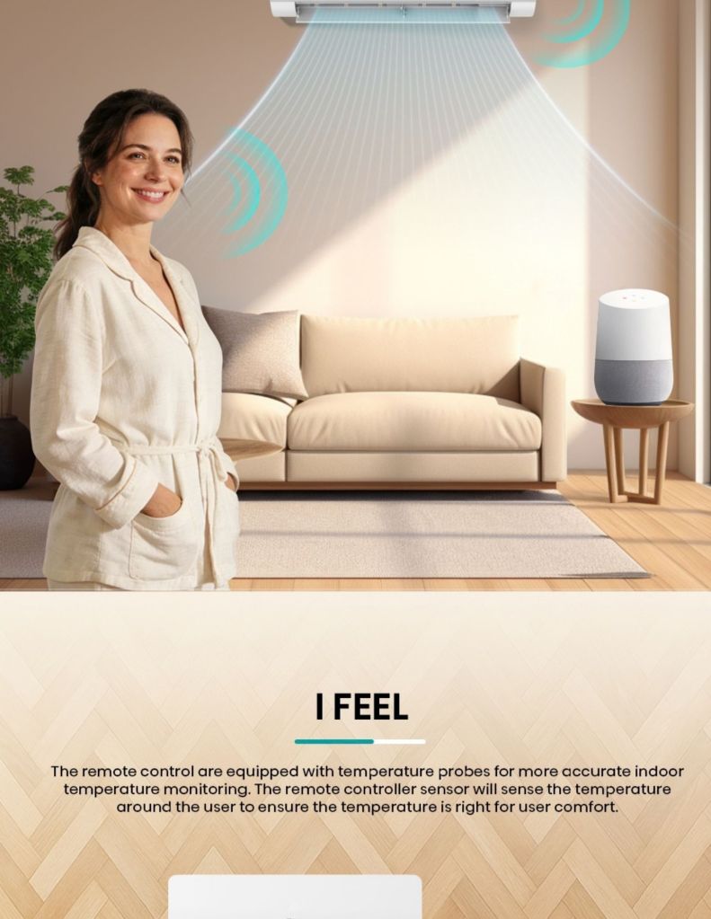 Close up of Hisense X5 KCA Inverter Air Conditioner voice control and remote controller sensor