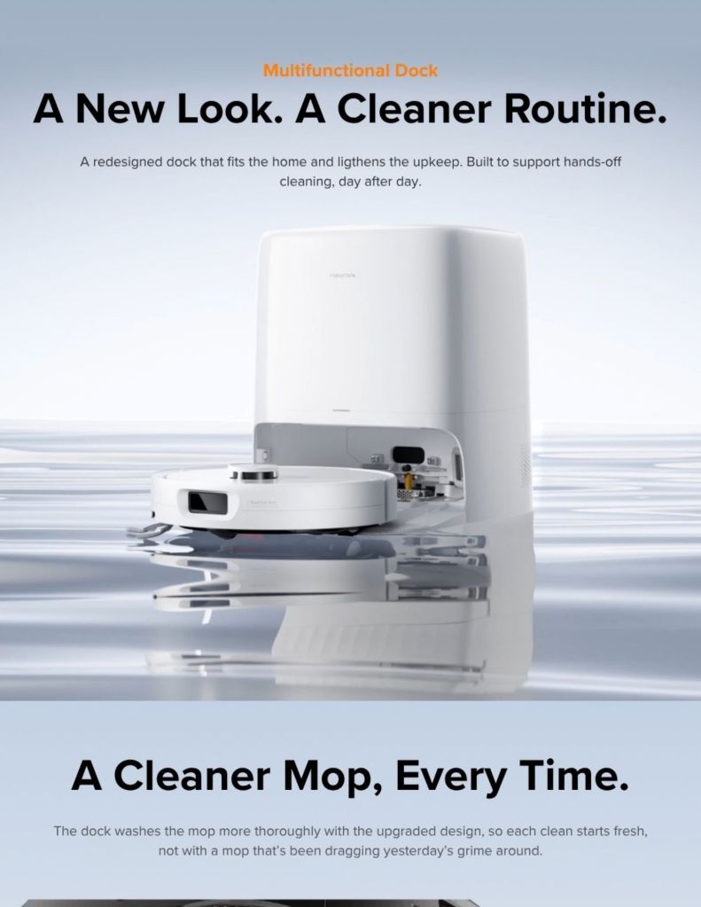 Close up of Roborock Qrevo 2 Pro Robot Vacuum multifunctional dock