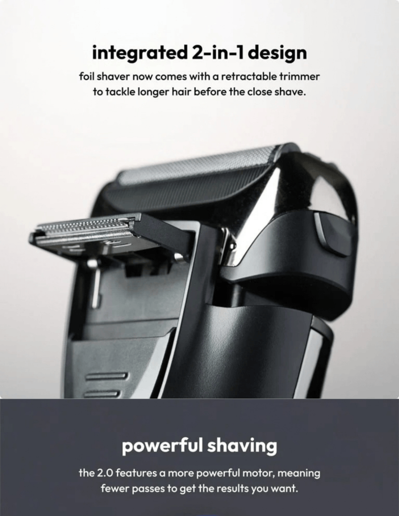 Close up of stryv PreciseShave 2.0 integrated 2-in-1 design