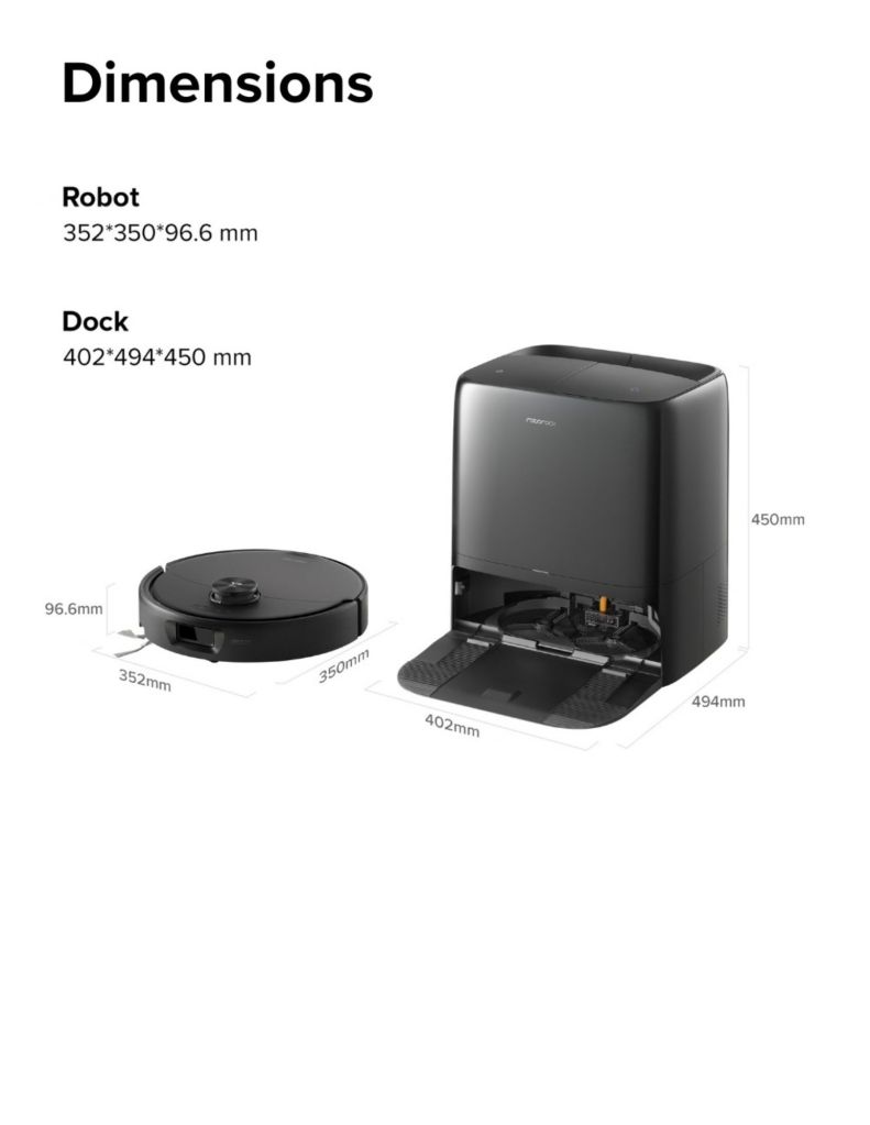 Roborock Qrevo 2 Pro Robot Vacuum size