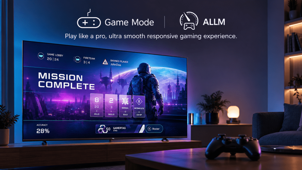 Megra Smart TV Game Mode with ALLM for a smooth and responsive gaming experience