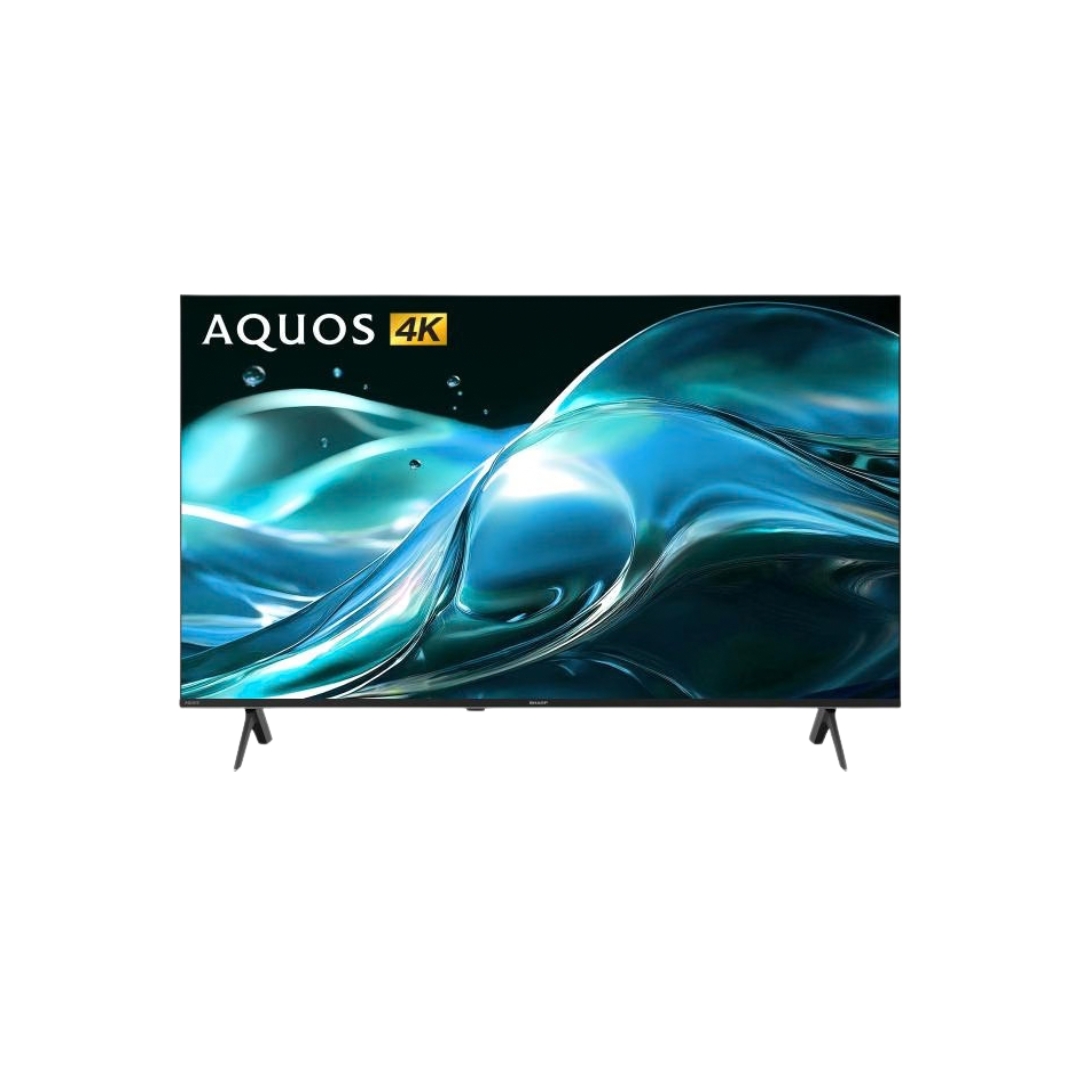 SHP-4TC75JJ5000X_37ffda Sharp AQUOS 4K TV in black with slim bezel and dual-leg stand - Front View