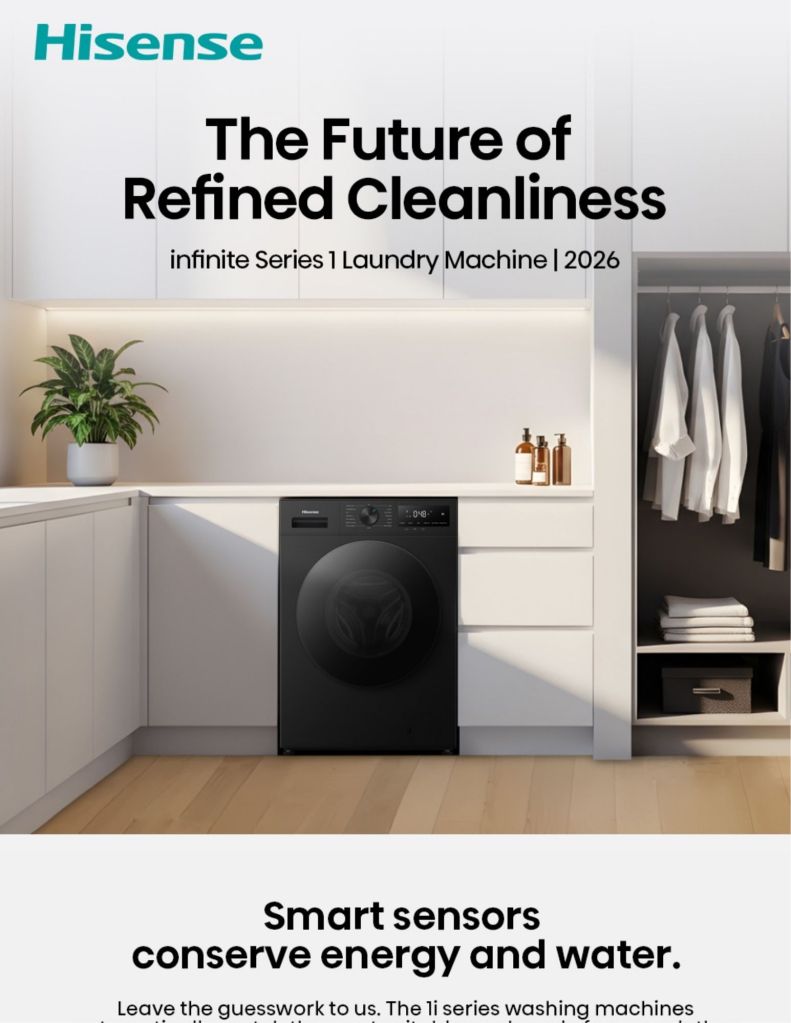 Close up of Hisense 12KG Front Load Washer and 8kg Dryer Smart Sensor