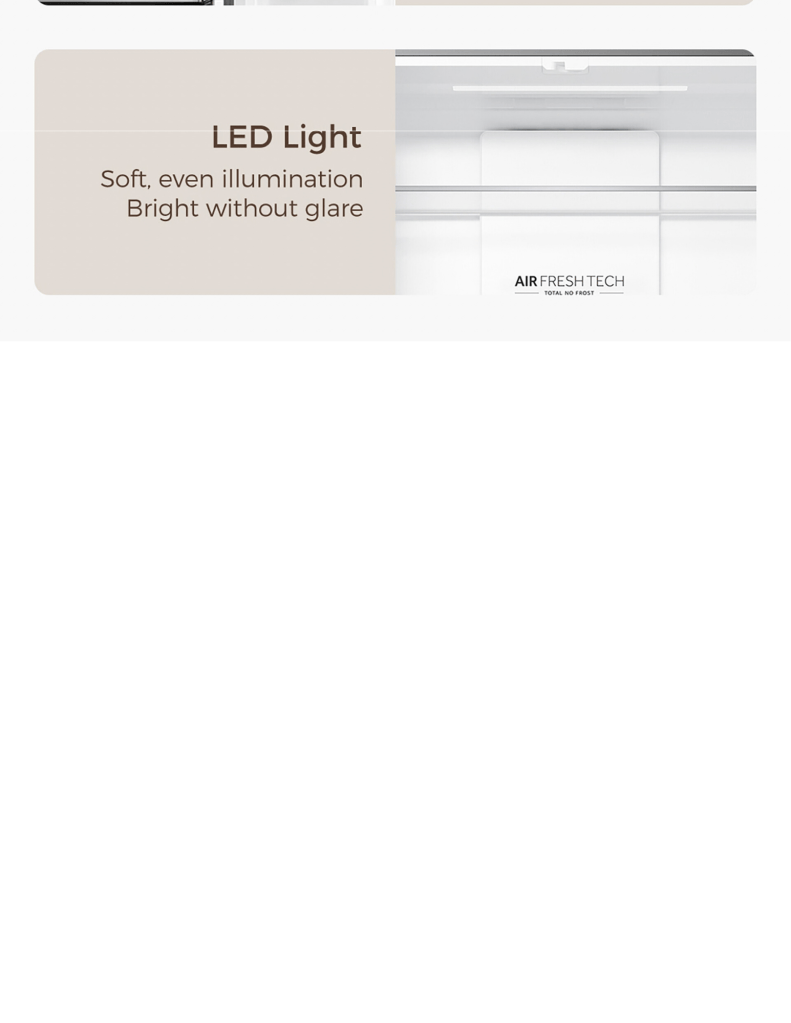 Close up of Haier 610L Multidoor Refrigerator LED light
