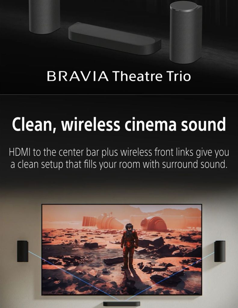 Close up of BRAVIA Theatre Trio clean and wireless cinema sound