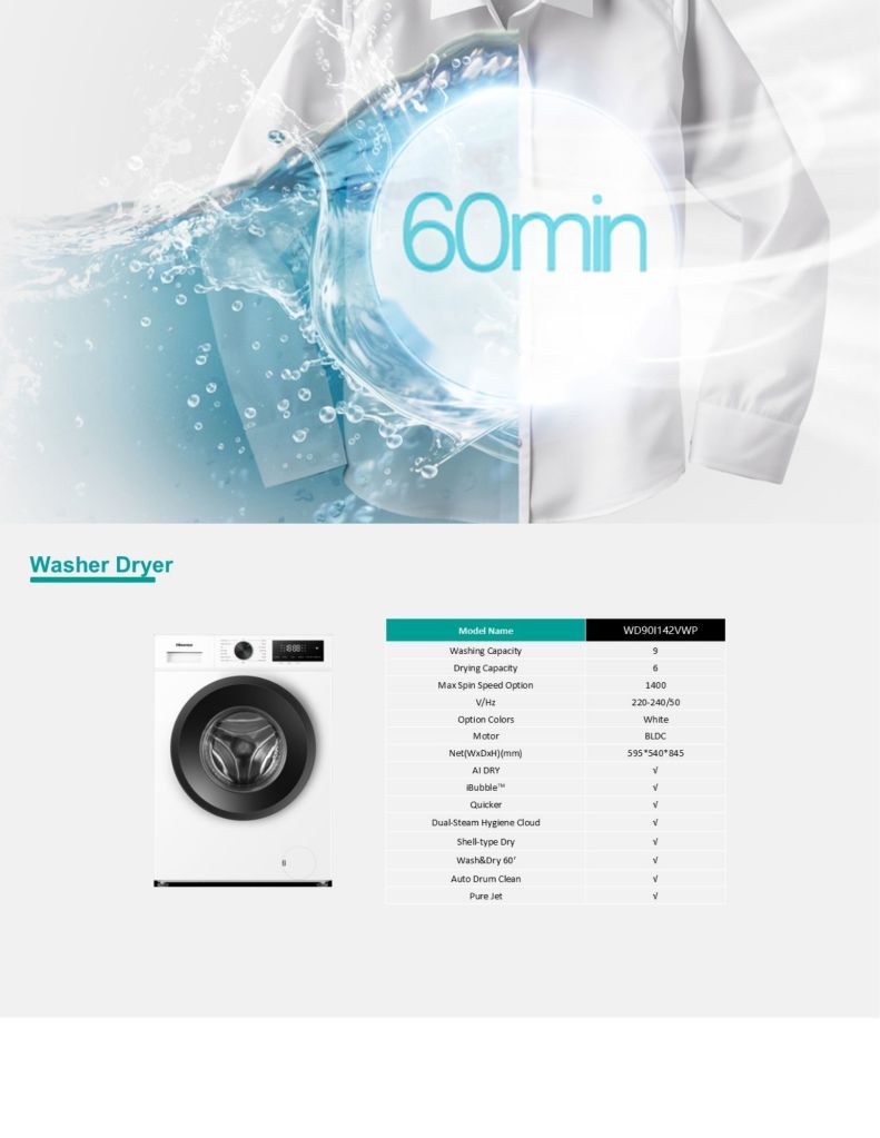 Hisense 9KG Front Load Washer 6KG Dryer
