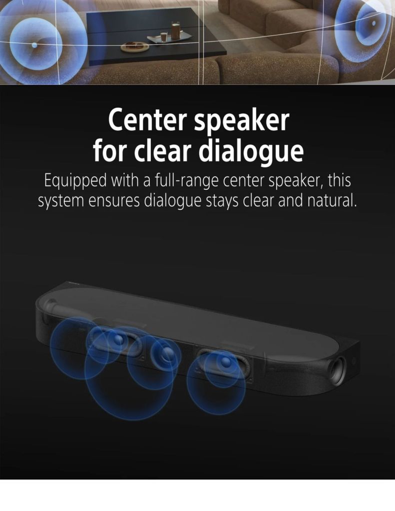 Close up of BRAVIA Theatre Trio center speaker for clear dialogue
