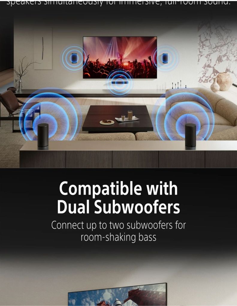 Close up of BRAVIA Theatre Trio compatible with dual subwoofers
