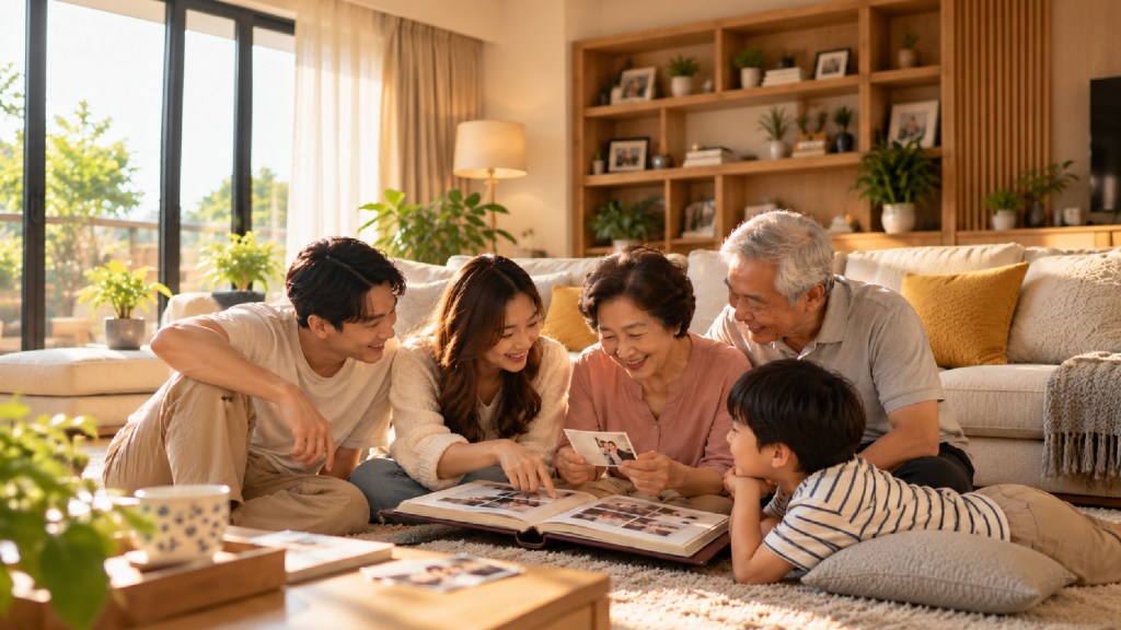 A family spending quality time together at home