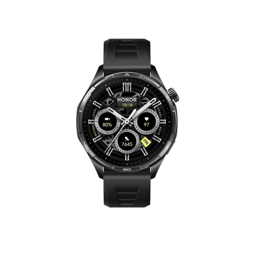 Honor Watch 6 Black Fluoroelastomer Strap - Front View