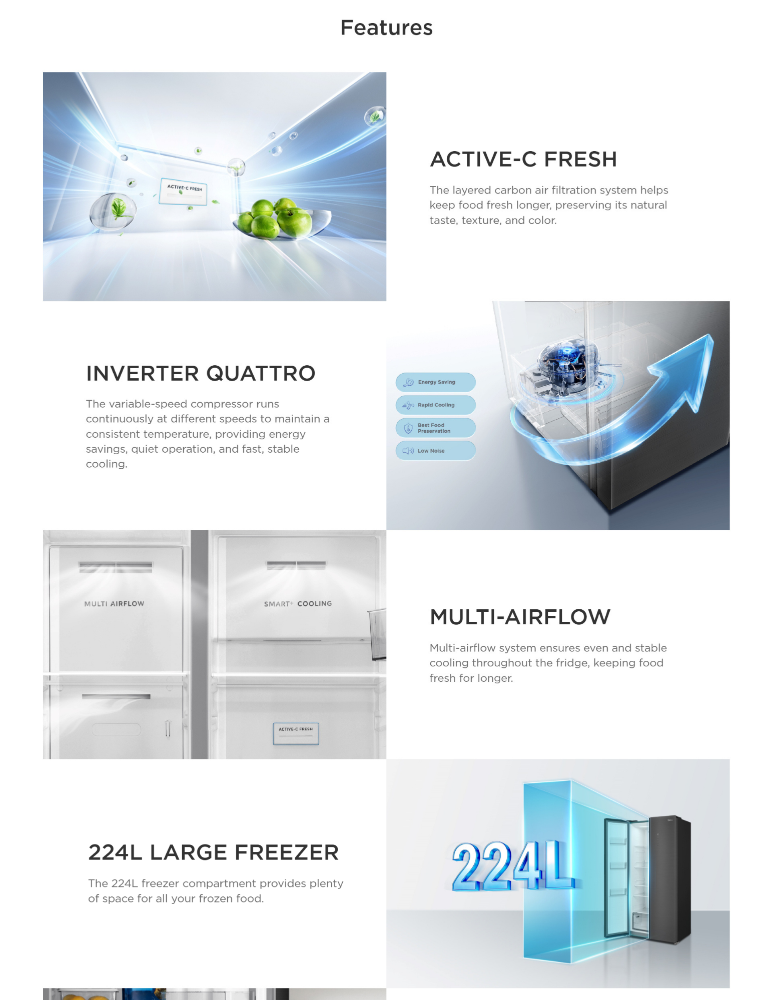 Midea 560L Side By Side Refrigerator